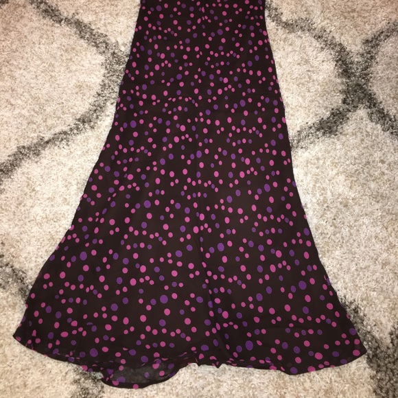ABS Allen Schwartz Brown Polka Dot V Neck Dress 2 - Picture 2 of 8